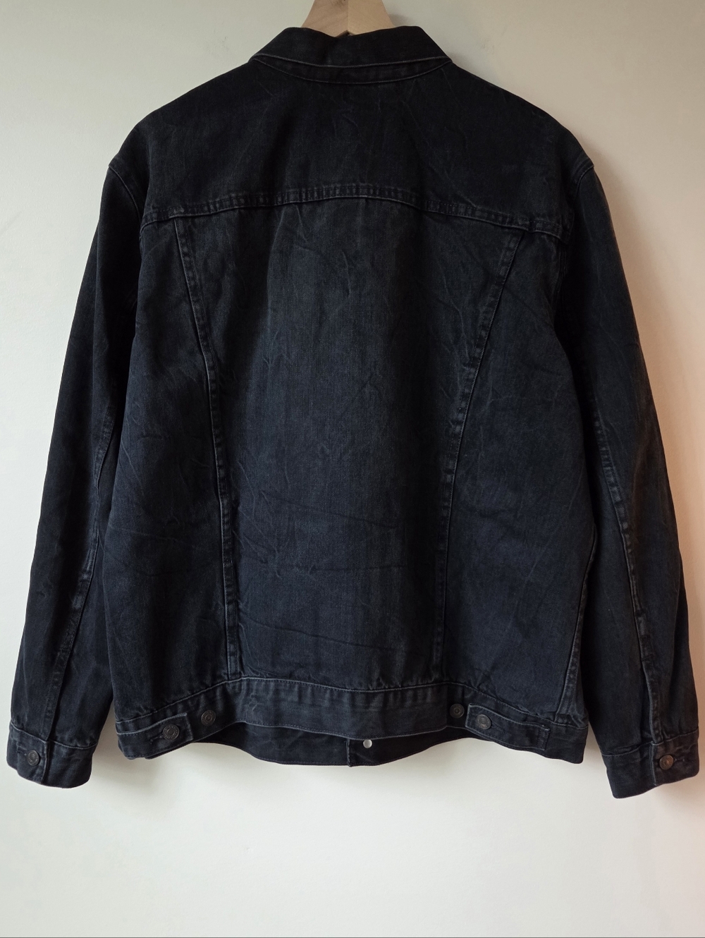 Levis Black Denim Trucker Jacket Relaxed Fit Mens Size XXL - Picture 4 of 8